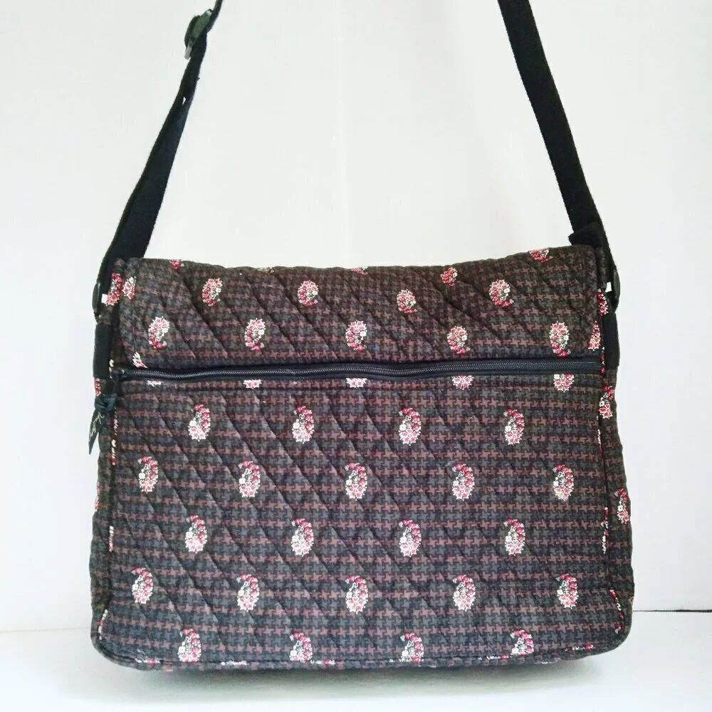 100% Quilted Cotton Floral Paisley & Houndstooth on Black Laptop Bag As New
